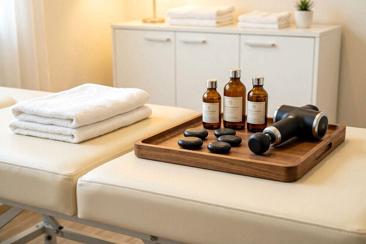 Paciente recibiendo tratamiento de masoterapia para alivio del estrés